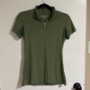 Smartpak Hadley Sunshield Green Short Sleeve Quarter Zip Riding Top
